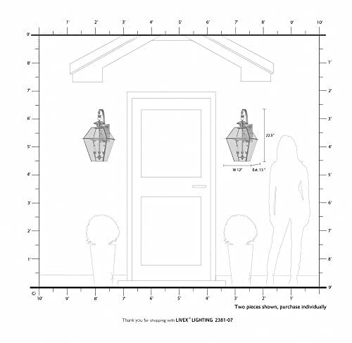 Image of Livex Lighting 2381-02 Outdoor Wall Lantern, Polished Brass | Clear Beveled Glass Shades