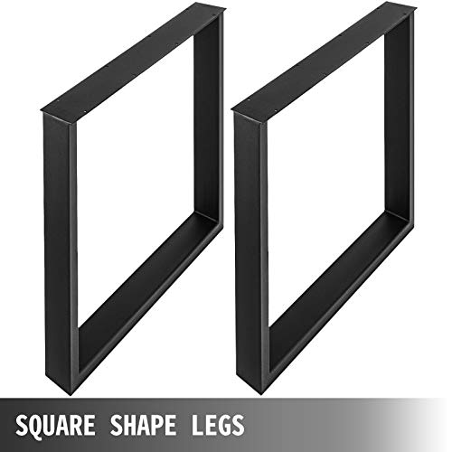 VEVOR Set of 2 Steel Table Legs, 28 Height 24 Wide Dining Table Legs,Heavy Duty 3.1" Width Box Section Square Table Legs,28x24x3.1 Inch Black Color Industrial Country Style Metal Dining Legs by VEVOR - Image 4