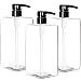 Youngever 3 Pack Pump Bottles for Shampoo 32 Ounce (1 Liter), Empty Shampoo Pump Bottles, Plastic Square with Lockdown-Leak Proof-Pumps (Clear)