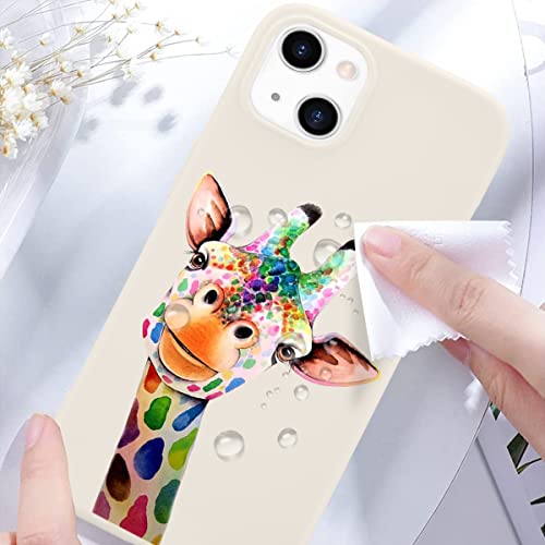 MAYCARI Niedliche lustige Giraffen-Handyhülle für iPhone 7/8/SE 2020, weiße Flüssigsilikon-Hüllen, Cartoon-Softgel-Gummi, Ganzkörper-Schutz, Mikrofaser-Futter, Frauen, Männer