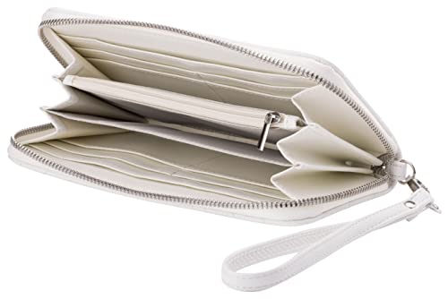 Brentano Vegan Leather Slim Single-Zipper Chevron Embroidered Wallet with Removable Wrist Strap3