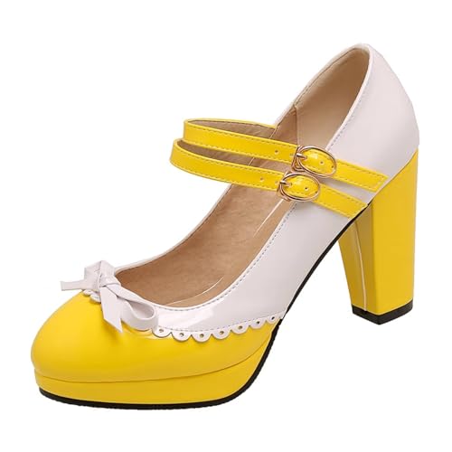 Image of MEOTINA Cute Bow Heels Mary Janes Shoes Women Dress Platform Strappy High Heels Kawaii Shoes