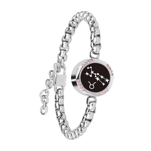 INOWL Long Distance Touch Couple Bracelets, Remote Intelligent Matching, Silver Taurus Constellations