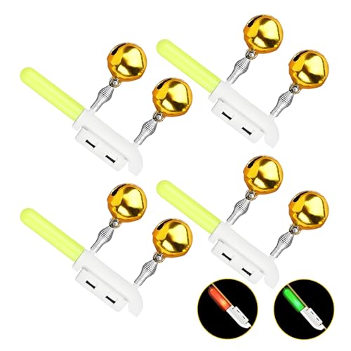 SOARFLY 4 Stück Angel-Alarmglocken mit Nachtlicht Knicklicht für Angeln Fluoreszierendes Rod Tip Glow Sticks Universal CR425 Maximale Sichtweite 177m 8h Leuchtdauer Ohne Batteri