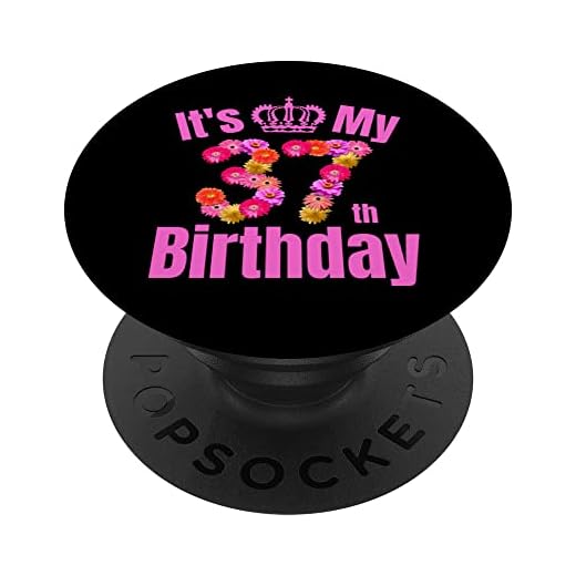 37 años cumpleaños mujeres flor es mi 37 cumpleaños PopSockets PopGrip Intercambiable