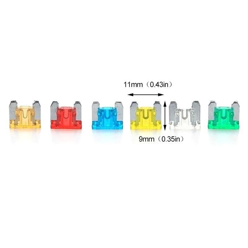 Kit de 24 fusibles para auto, camioneta y motocicleta con amperajes mixtos 5A, 10A, 15A y 20A, de perfil bajo miniatura 7