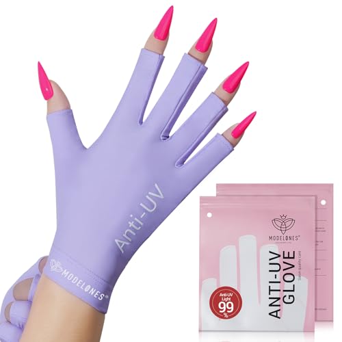 modelones UV Gloves for Gel Manicures, Professional UPF99+ Anti U...