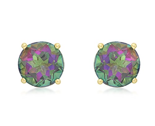 Boucles d'oreilles or jaune 9 ct avec topaze mystique et diamant d'exception