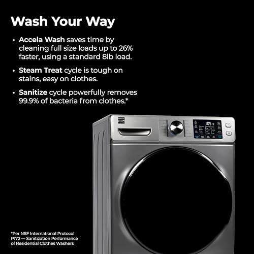 Kenmore 4.5 cu. ft. Front Load Washer with Stain Removing Steam Treatment - Reduce Laundry Time with Accela Wash - LED - ENERGY STAR Certified - Metallic Silver