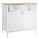 SONGMICS Aufbewahrungsschrank, Metallschrank, mit Doppeltür, Magnetverschluss, Verstellbarer Einlegeboden, Stahlgestell, 40 x 80 x 76 cm, naturbeige-weiß LSC102W57