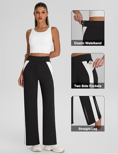 BMJL Womens Casual Lounge Pants Wide Leg Sweatpant Work Loose High Waisted Trousers with Pockets4