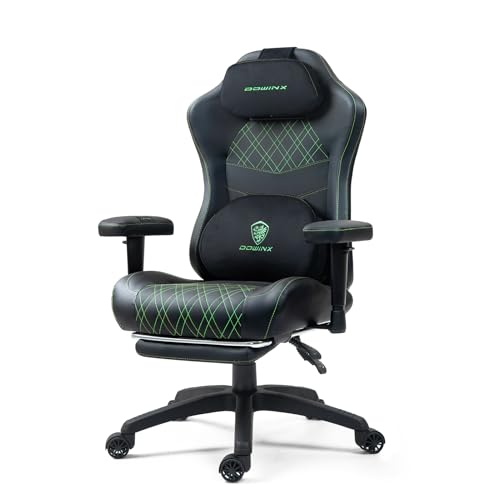 Sedia da gioco con massaggio e riscaldamento, sedia ergonomica per computer con cuscino a molle insacchettate, supporto lombare e poggiapiedi regolabile, nero e verde - Sedia gaming