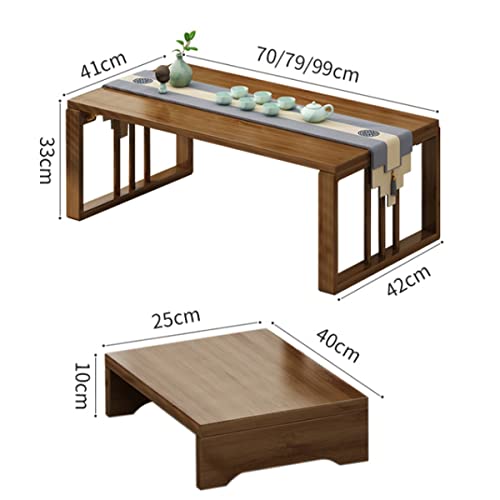 Table basse pliable de salon avec tabouret et table à thé marron - 4