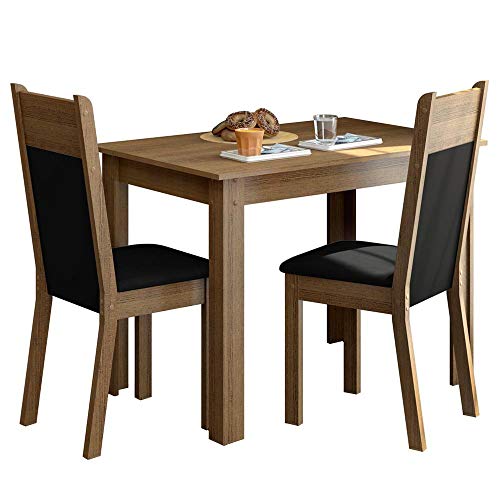 Conjunto Sala de Jantar Madesa Lola Mesa Tampo de Madeira com 2 Cadeiras - Rustic/Preto/Sintético Pr