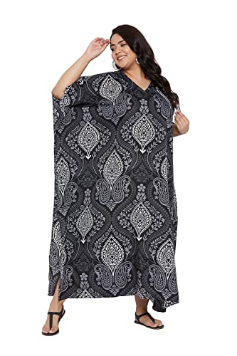 Image of Oussum Women Kaftan Plus Size Polyester Summer Lightweight Caftan Swimsuit Cover Ups Maxi African Mumu Lounge House Dress