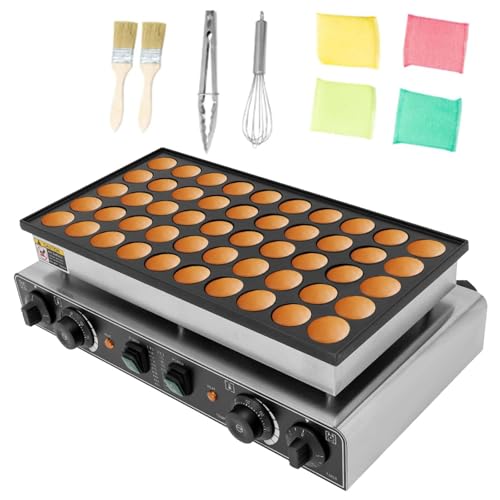 RSPPPJQ Mini máquina eléctrica Holandesa for Hacer panqueques y wafles, Antiadherente, con 50 Orificios for Crepes, Muffins y Waffles. Calentamiento Uniforme con Temporizador, 122-572 ℉