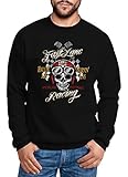Neverless Sweatshirt Herren Skull Totenkopf Fast Lane Racing Pullover Rundhalspullover schwarz L
