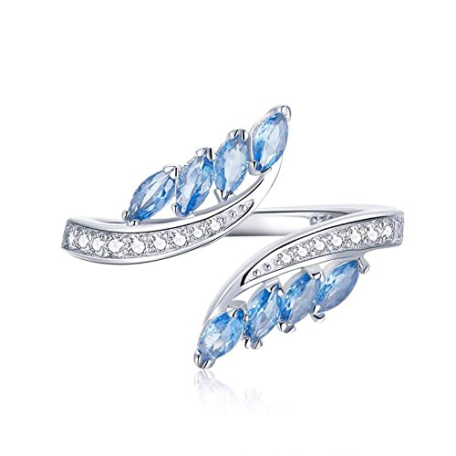Bague réglable femme S925 motif saule bleu clair, le cadeau idéal