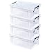 Produktbild BANKERS BOX ProStore Aufbewahrungsbox mit Deckel 10 Liter aus Plastik (Innenmaße 14 x 34 x 21.5cm), 4 Stück