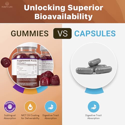 Purify Life Sugar Free Lions Mane Supplement Gummies - Nootropic Supplement for Cognition, Brain Power, and Stress Response - Natural Berry Flavor - 60ct - Image 4