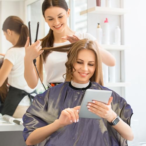 Image of FEBSNOW Barber Cape Professional Hair Cutting Cape with Neck Duster Brush | Full Coverage Haircut Apron for Adults, 46x57 inches, Adjustable Neckline, Keep Clothes Clean Dry, Home Salon Barber Supplies