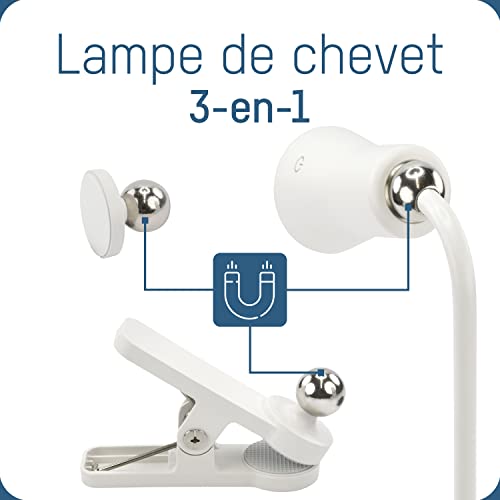 Lampe de bureau à LED à intensité variable en continu et commande tactile à pince Blanche - 2
