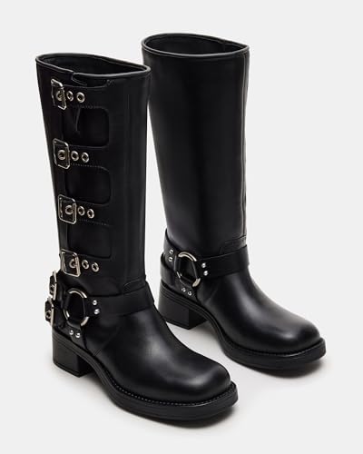 Steve Madden Steve Madden Women's Rocky Knee Boot, Black Leather, 6.5