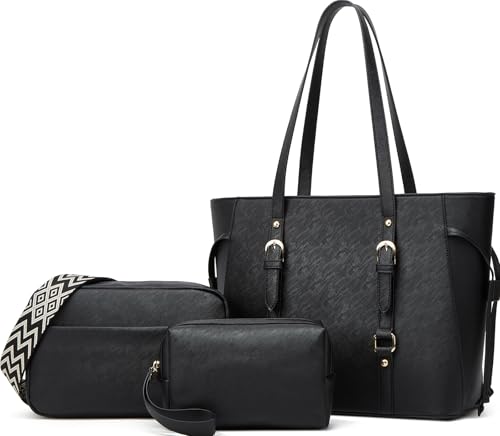 Image of Women Fashion Synthetic Leather Handbags Tote Bag Shoulder Bag Top Handle Satchel Purse Set