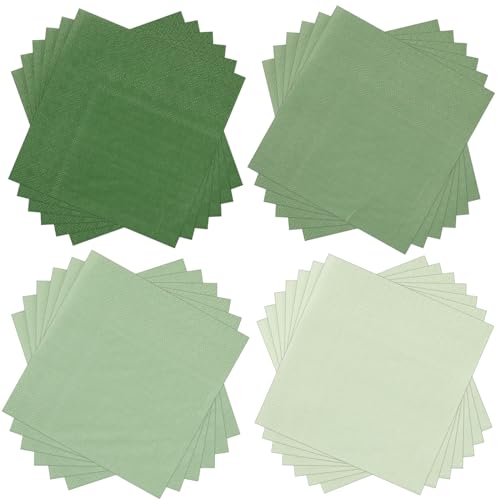 Layhit 100 Pcs Cocktail Napkins Paper Dessert,Sage Green,5 X 5 Inch