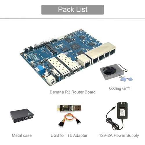 Image of Banana Pi BPI-R3 Wi-Fi 6 OpenSource Wireless Dual-Band OpenWRT Router Board with MediaTek MT7986(Filogic 830),Support 5X GbE and 2X 2.5GbE SFP (Bundle2-BPI R3+Metal Case)