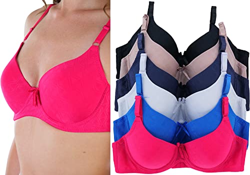 Image of ToBeInStyle Women's Pack of 6 Classic Style Underwire Supportive Padded Bras