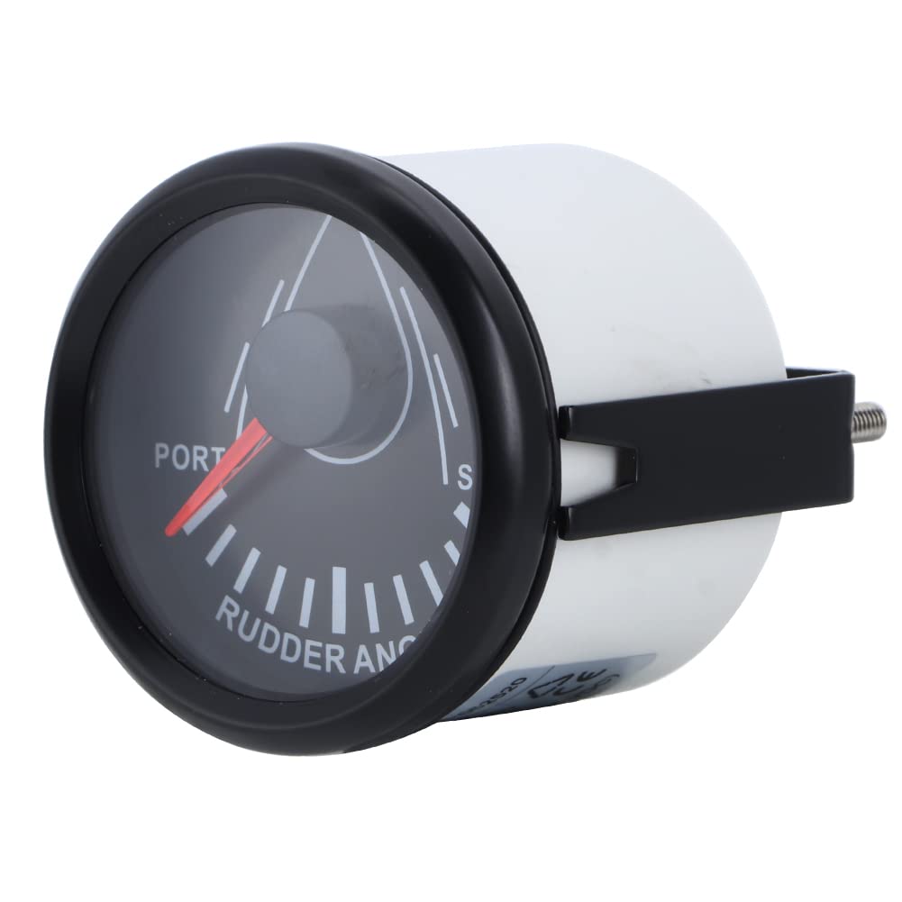 Jauges pour sports motorisés | Indicateur d'angle de barre universel de bateau de 52 mm Signal 0-190ohm avec capteur de barre 9-32V Jauge de rétroéclairage(Cadran noir, couvercle noir)