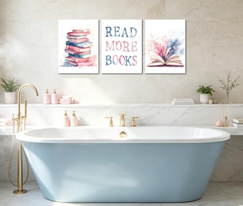 Image of Frimeeme Read More Books Canvas Wall Art, Set of 3, 12x16 Inch