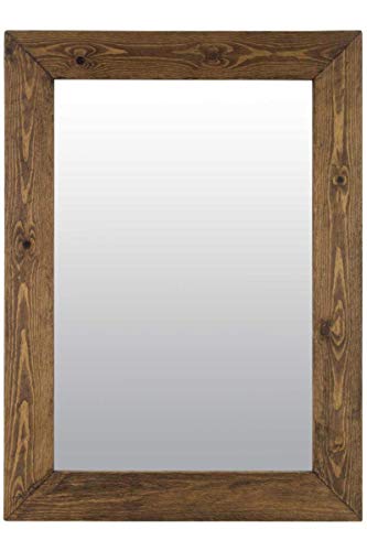 MirrorOutlet Espejo de Pared Grande Rústico de Madera Maciza DE 96 cm x 76 cm