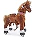PonyCycle Official Ride On Horse No Battery No Electricity Mechanical Horse Brown with White Hoof Medium for Age 4-9