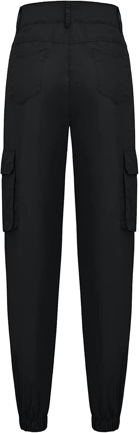 DGHM-JLMY Solid Women Tie Hem Casual Pants Casual Pencil Pants with Pockets Work Trousers Paper Bag Loose Waist Long Trousers