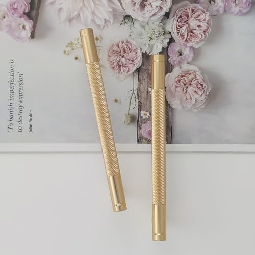 Pexintek 2 Pack Gold Modern Cabinet Handles 128mm Hole Centers Kitchen Bathroom Bedrooms Study Furniture Door Vintage Pulls with Screws for Cupboards Drawer Wardrobe Dresser (Gold) - Image 3