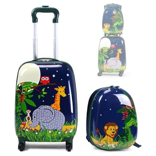 RELAX4LIFE Juego de 2 Maletas para Niños con 4 Ruedas Giratorias, Maleta de Viaje Infantil con Mango Ajustable, Doble Cremallera y Película de PC, Regalo para Niños (Modelo 1)