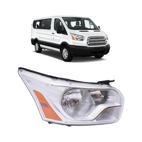 RTUSUML Halogen Headlights Lamps for 2015 2016 2017 2018 2019 2020 2021 2022 Ford Transit 150 250 350HD, Direct Replacement Headlamps (Right Passenger Side) Cover