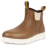 Hunthor メンズ デッキブーツ、軽量防水フィッシングレインブーツ、滑り止めゴムシューズ、通気性のある3mmネオプレン裏地釣り、ボート、サイズ7-14, ブラウン, 10