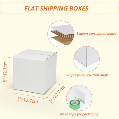Image of HORLIMER 40 Pack 5x5x5 Shipping Boxes, White Corrugated Cardboard Box for Mailing, Packaging, Small Business