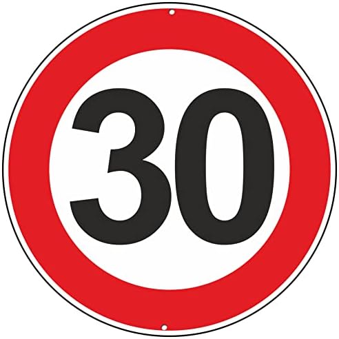 Pubblimania Maximale Geschwindigkeit 30 km Verkehrsschilder aus Aluminium, rund, 3 mm dick, für den Außenbereich Ø 30 (maximale Geschwindigkeit 30 km)