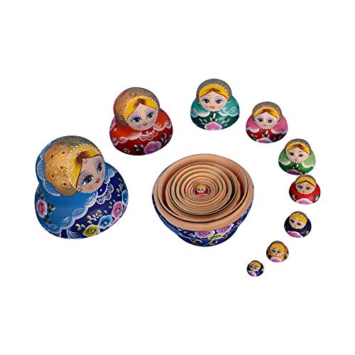 YAKELUS professionelle Matrjoschka-Marke 10 Stücken Matroschka, Matruschka, Matrjoschka,Russian Nesting Dolls,10-TLG handgemacht Das Lindenholz Geschenk Spielzeug1084