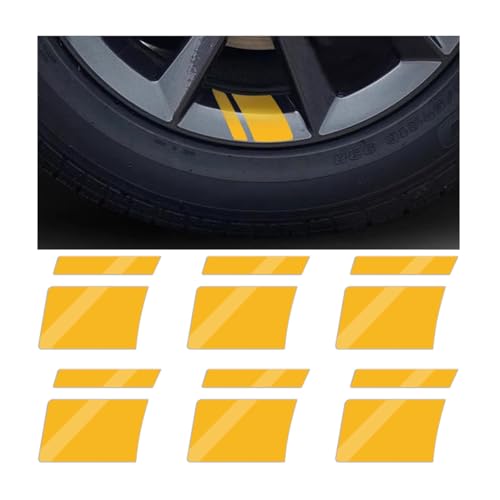 Adunsiaoto 6 Pièces Autocollant Pour Jantes Voiture, Autocollants Réfléchissants Stickers Jantes Voiture, Adhésif Autocollants Jantes Voiture Sticker, Auto...