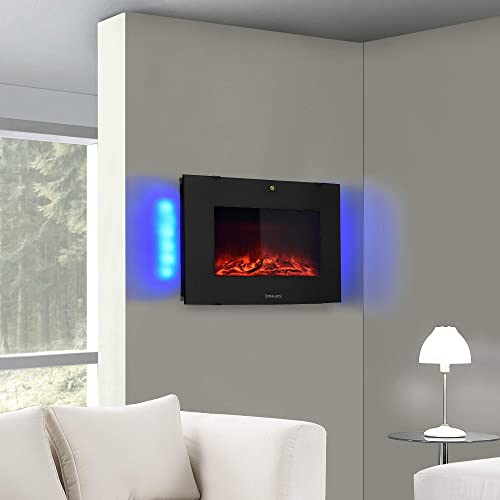 casa.pro Chimenea eléctrica 65 x 13,5 x 46 cm Animación de Fuego Plástico, Metal, Vidrio Termostato programable Incorporado Negro Cover