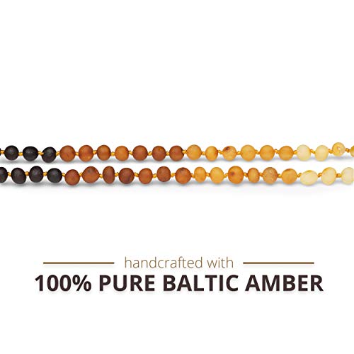 Meraki Raw Unpolished Baroque Certified Genuine Baltic Amber Necklace | Rainbow Color (12.5 Inches) #TOP3