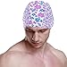 susiyo Small Flowers Seamless Mens Swim Caps Polyester Swimming Hat for Adult and Youth