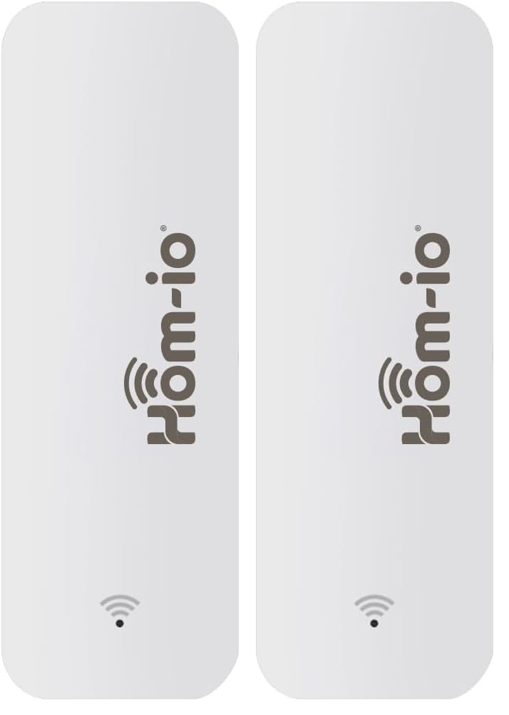 Hom-Io | Sensore di Temperatura e Umidità Wifi, Termometro e Igrometro, Controllo Ambientale Smart Compatibile con Google e Alexa e con App Dedicata, Colore Bianco (Confezione da 2)