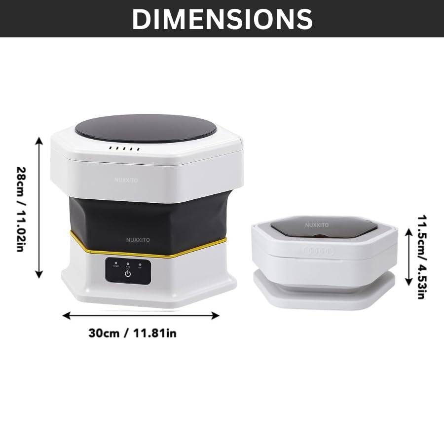Image of Electric Semi Automatic 16L Foldable Mini Washing Machine with Dryer 3 Modes Deep Cleaning With Spin Basket Portable Machine for Travel, Apartment, Dorm, Baby cloths, Socks, Towel (Big)