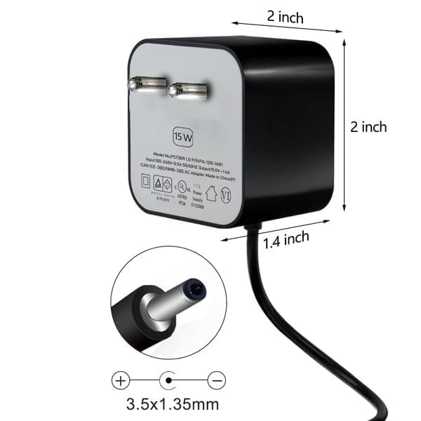 Image of AC Adapter Power Supply Charger 15W for Amazon Echo Dot 12v (Black) Adapter Compatible for Amazon Alexa Echo Dot (3rd gen and 4th gen)